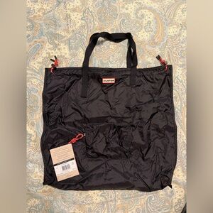NWT Hunter Black Nylon Tote with Red Accents